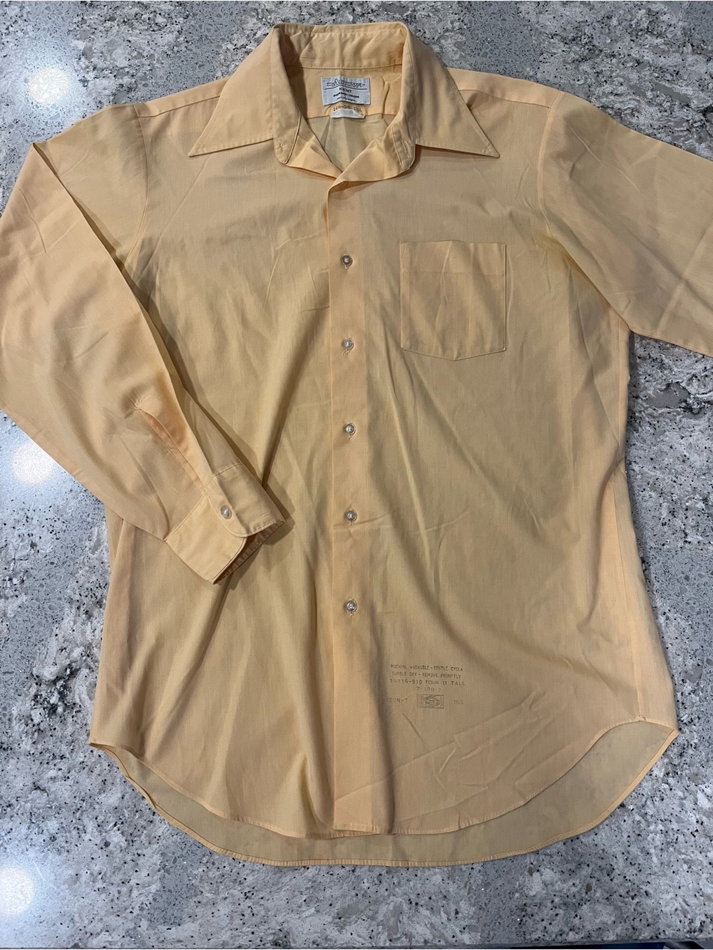 Vintage 70s Arrow Men's Long-Sleeve Dress Shirt - Peach